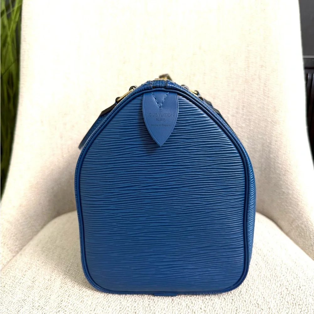 Authentic Louis Vuitton Speedy 25 bag blue Epi leather - Picture 6 of 16